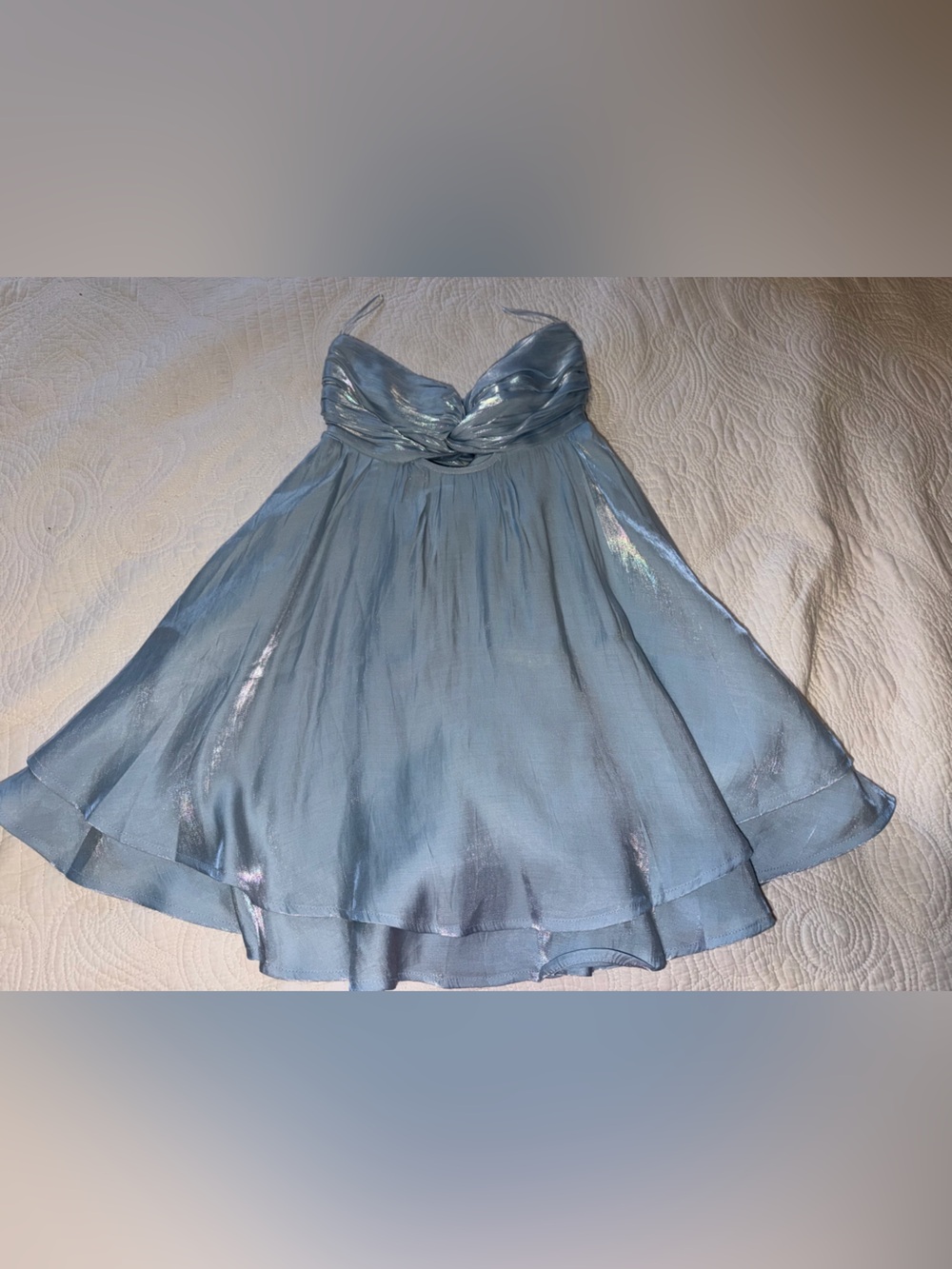 Stella Laguna Beach Iridescent Light Blue Strapless Twirl Dress